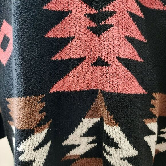 Tribal‎ Western Boho Print Black Pink Oversized Cardigan Lightweight Coat Size M - Picture 11 of 16
